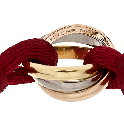 Cartier 18K Pink Yellow White Gold Trinity Cord Bracelet Red 4 of 6