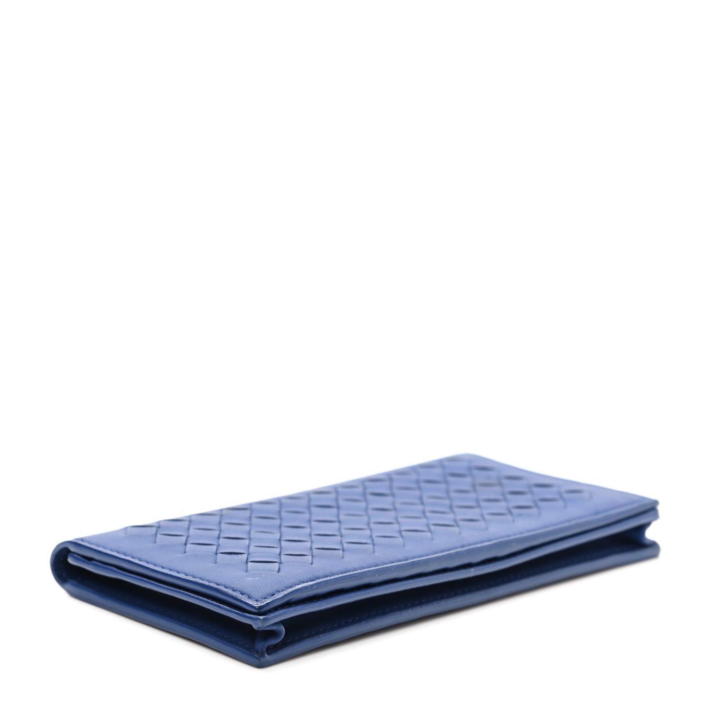 Nappa Intrecciato Continental Flap Wallet Blue