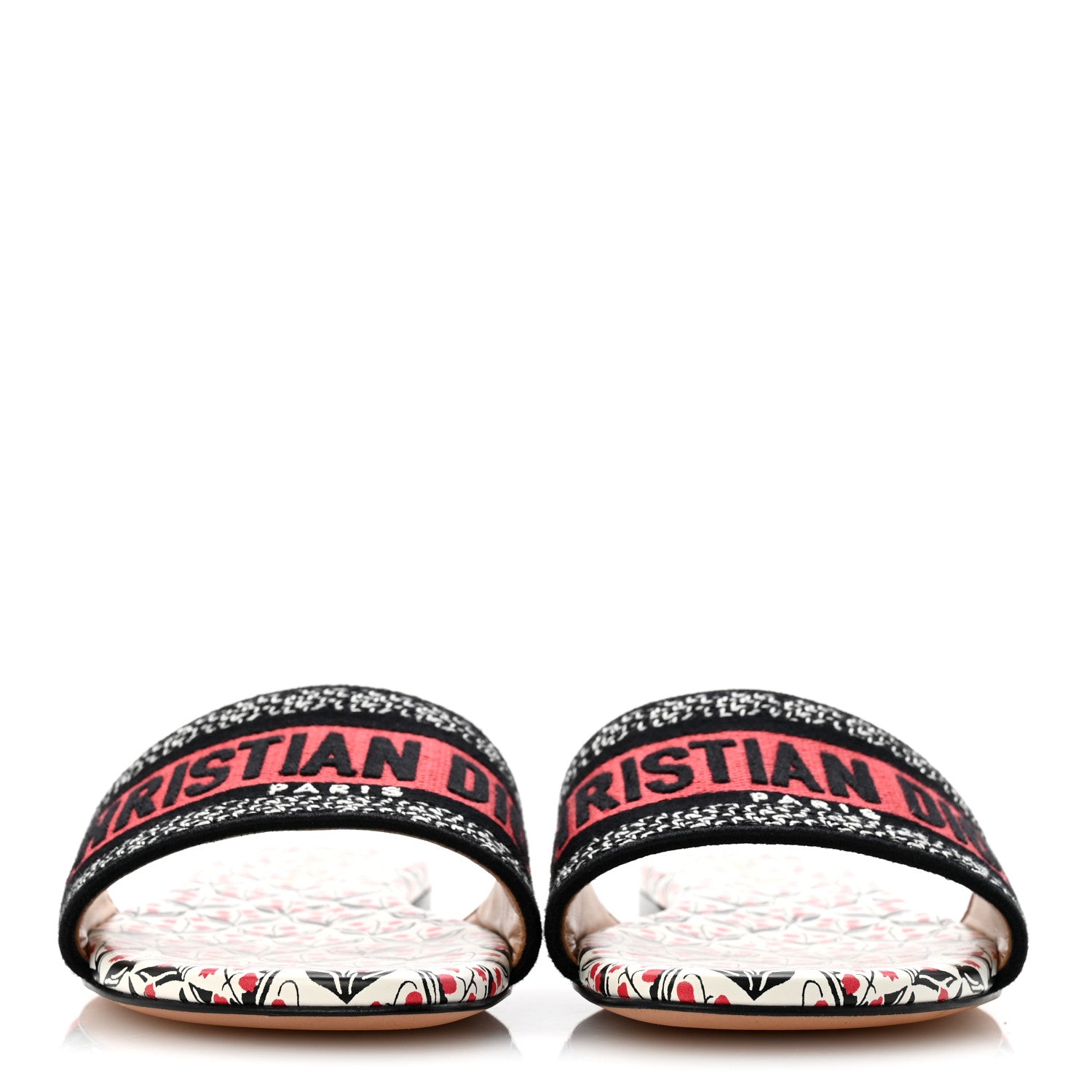 Christian Dior Canvas Coeur Des Curiosites Embroidered Dway Flat Slide Sandals 37 Multicolor 3 of 9