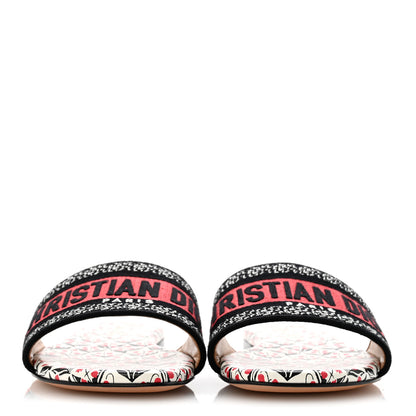 Christian Dior Canvas Coeur Des Curiosites Embroidered Dway Flat Slide Sandals 37 Multicolor 3 of 9