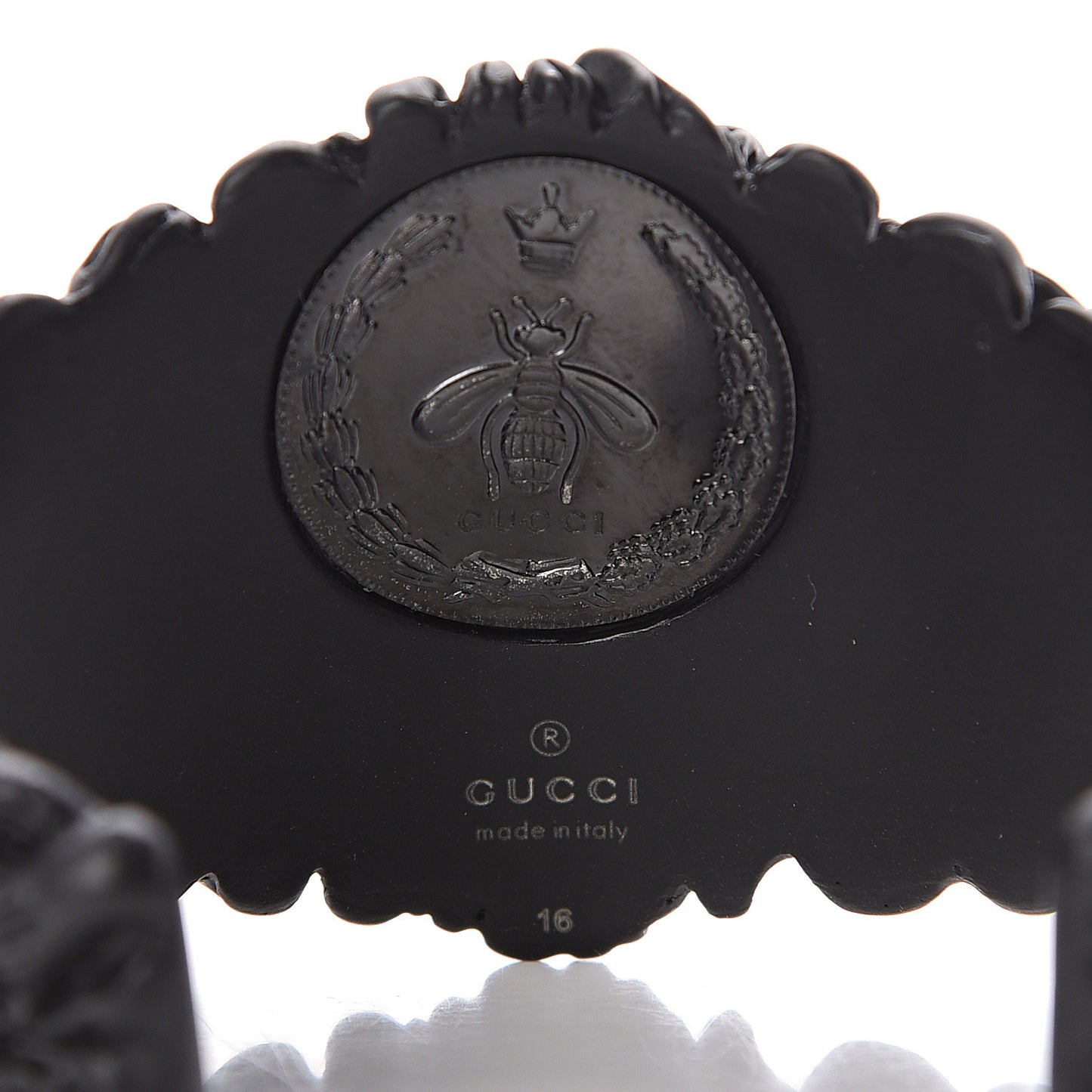 Metal Pearl Lion Head Cuff Bracelet 16 Black