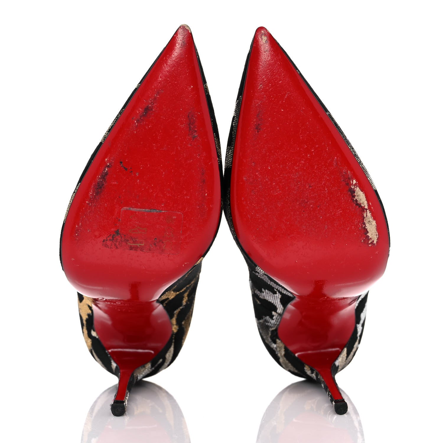 Christian Louboutin Lurex Feline So Kate 120 Pumps 37.5 Black Gold 5 of 8
