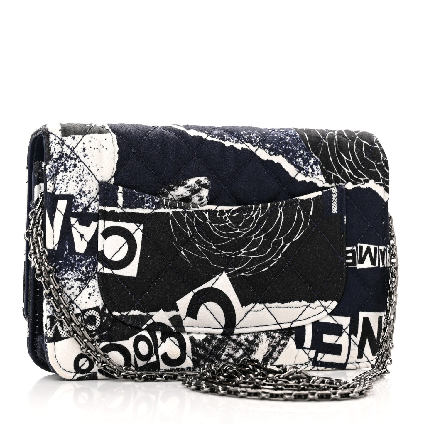 Canvas Printed Quilted 2.55 Reissue Wallet On Chain WOC White Black Navy Blue