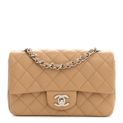 Chanel Lambskin Quilted Mini Rectangular Flap Dark Beige 1 of 13