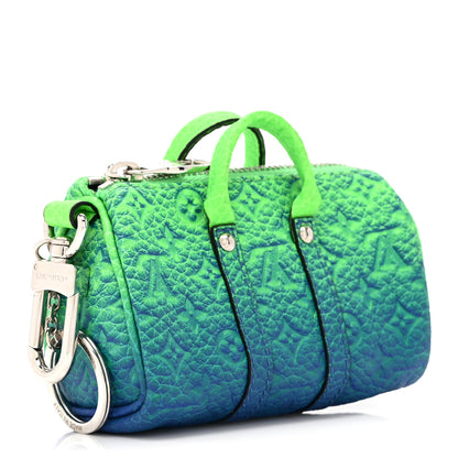 Louis Vuitton Taurillon Illusion Mini Keepall Earphones Pouch Bleu Vert 3 of 9