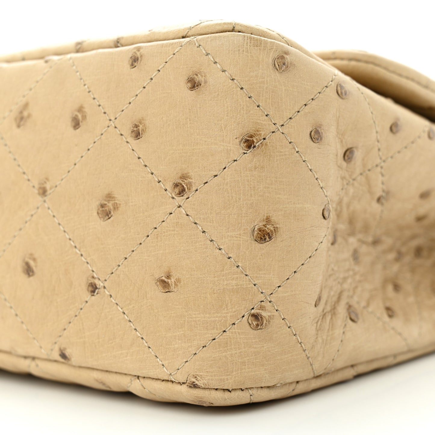 Ostrich Jumbo Single Flap Light Beige