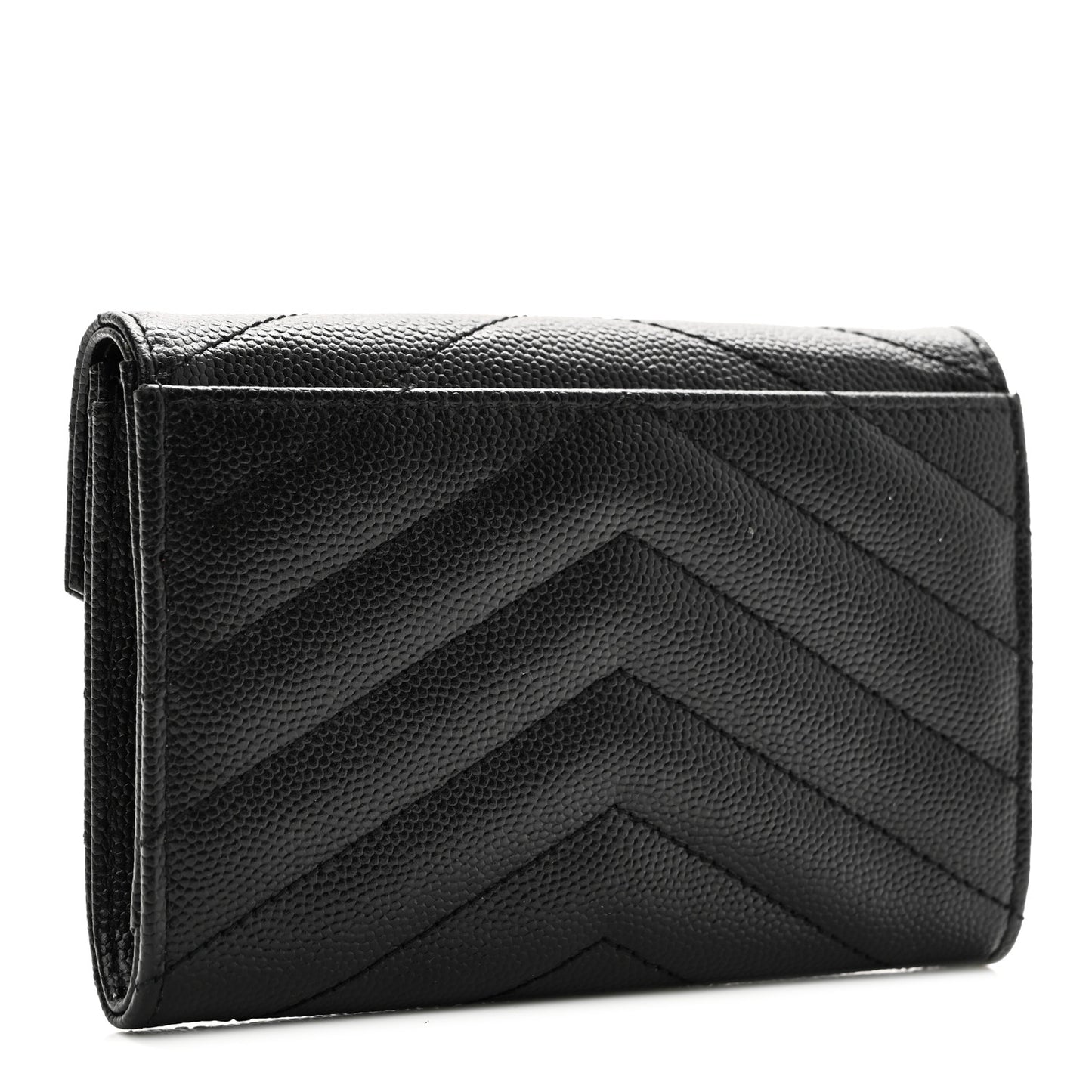 Grain De Poudre Matelasse Chevron Small Monogram Envelope Wallet Black