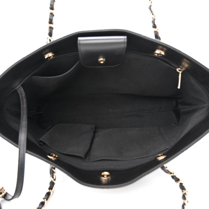 Chanel Glazed Calfskin Stitched Shopping Tote Black 6 of 12