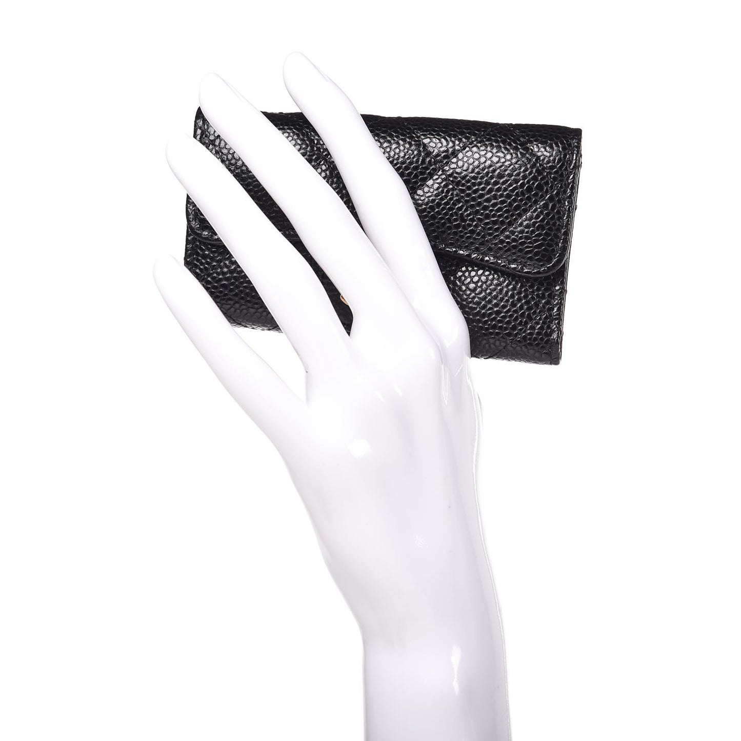 Caviar Quilted 6 Key Holder Black