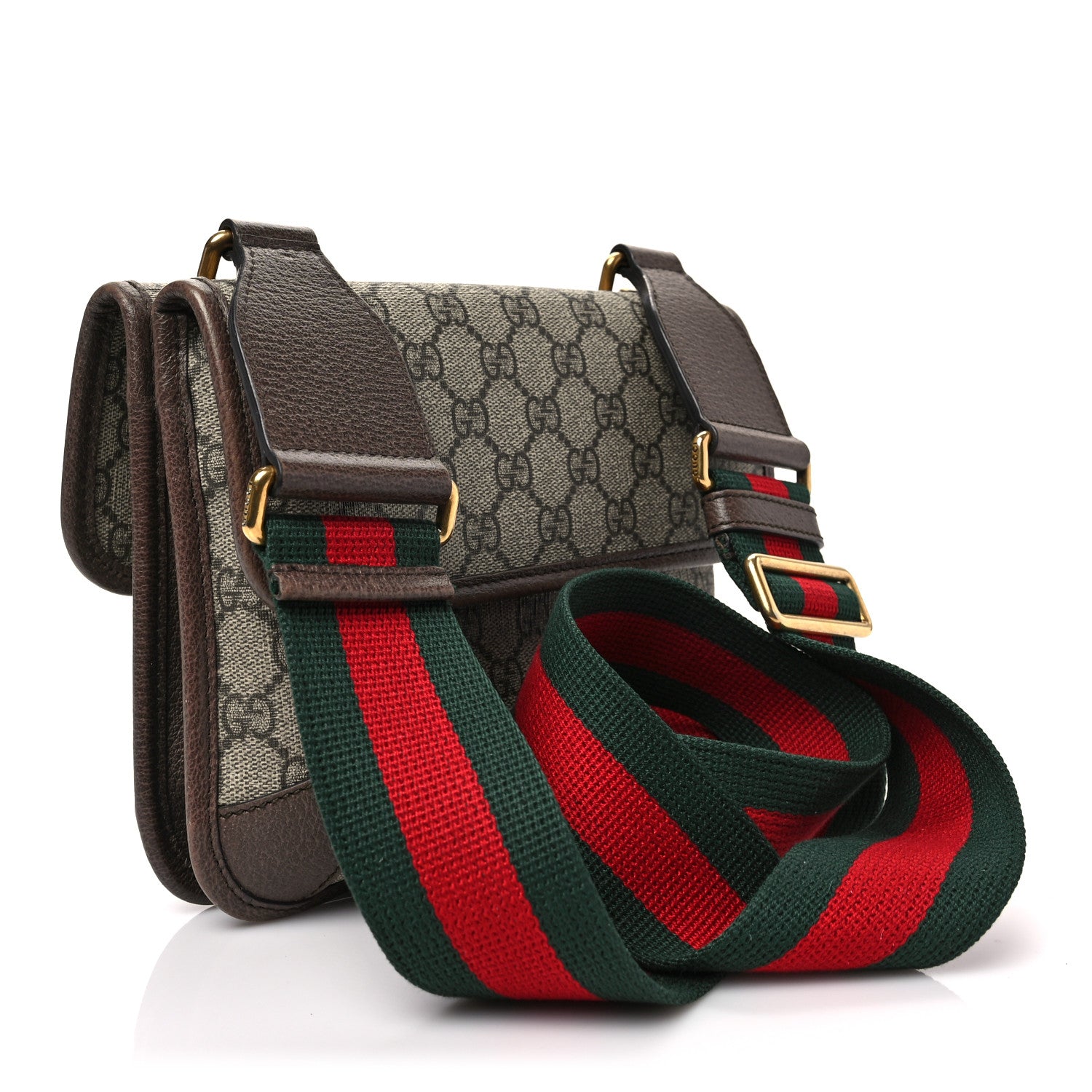 Gucci GG Supreme Monogram Web Small Neo Vintage Double Flap Messenger Bag Beige New Acero 3 of 9