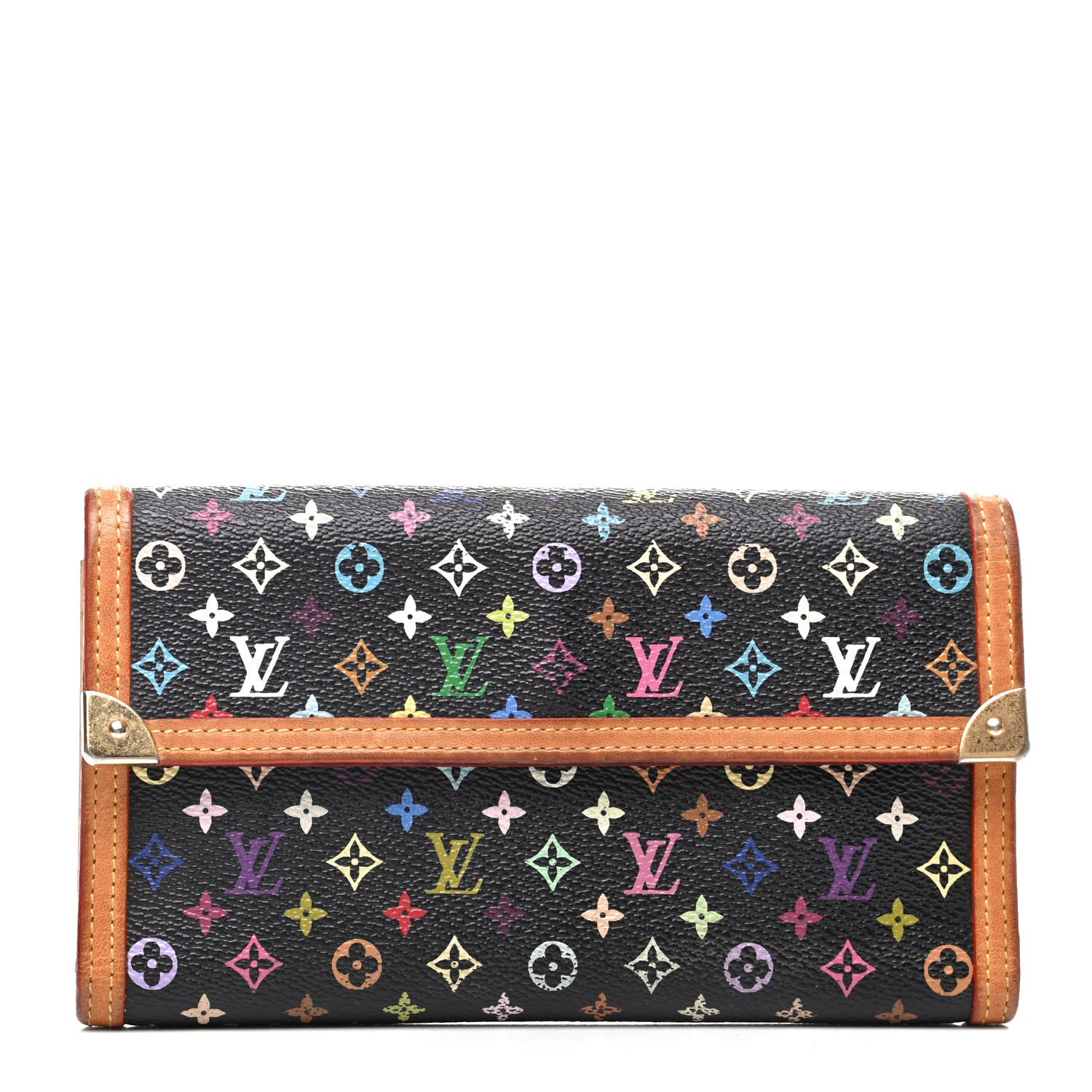 Louis Vuitton Monogram Multicolor Porte Tresor International Wallet Black 1 of 9