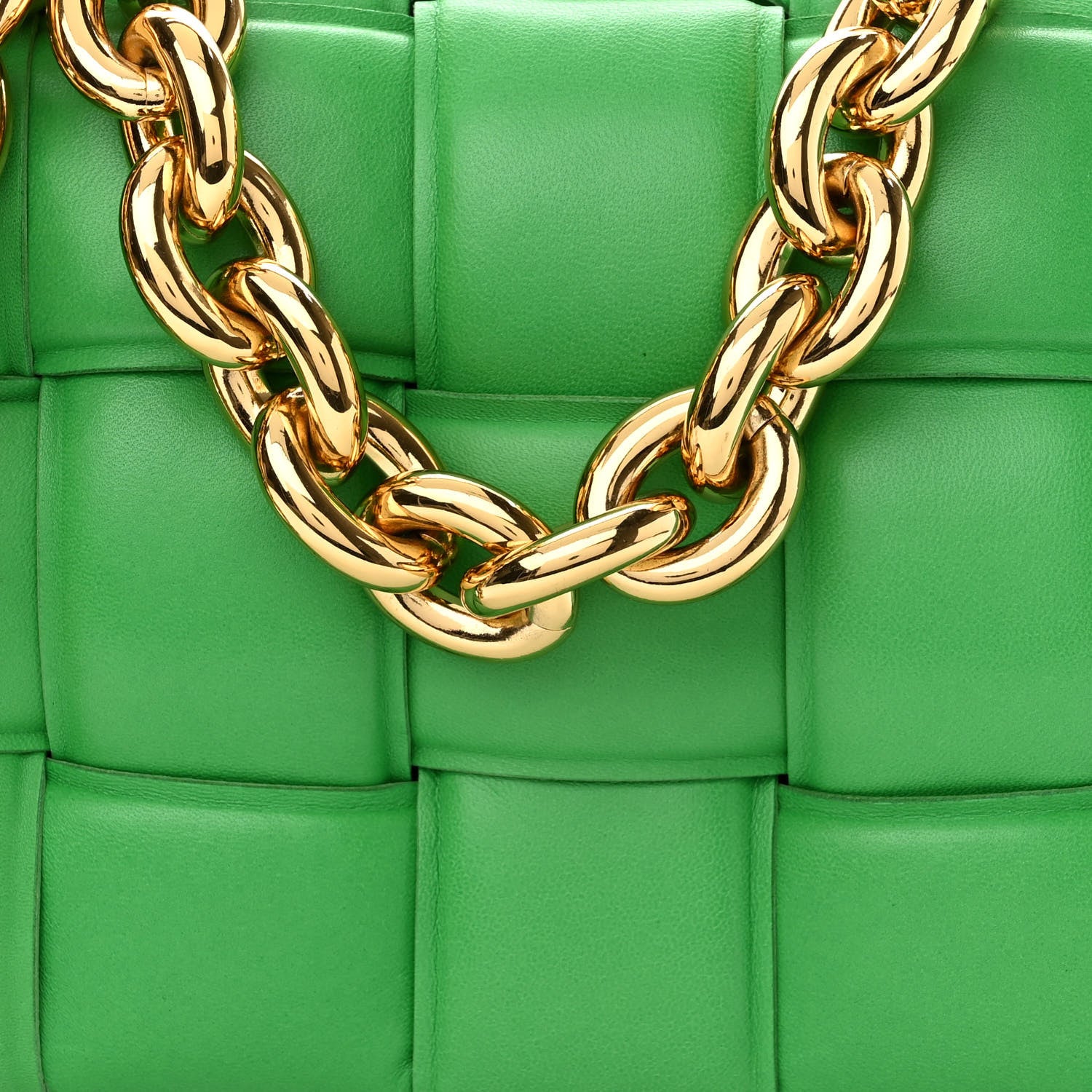 Bottega Veneta Lambskin Maxi Intreccio Padded Chain Cassette Crossbody Bag Grass 7 of 9