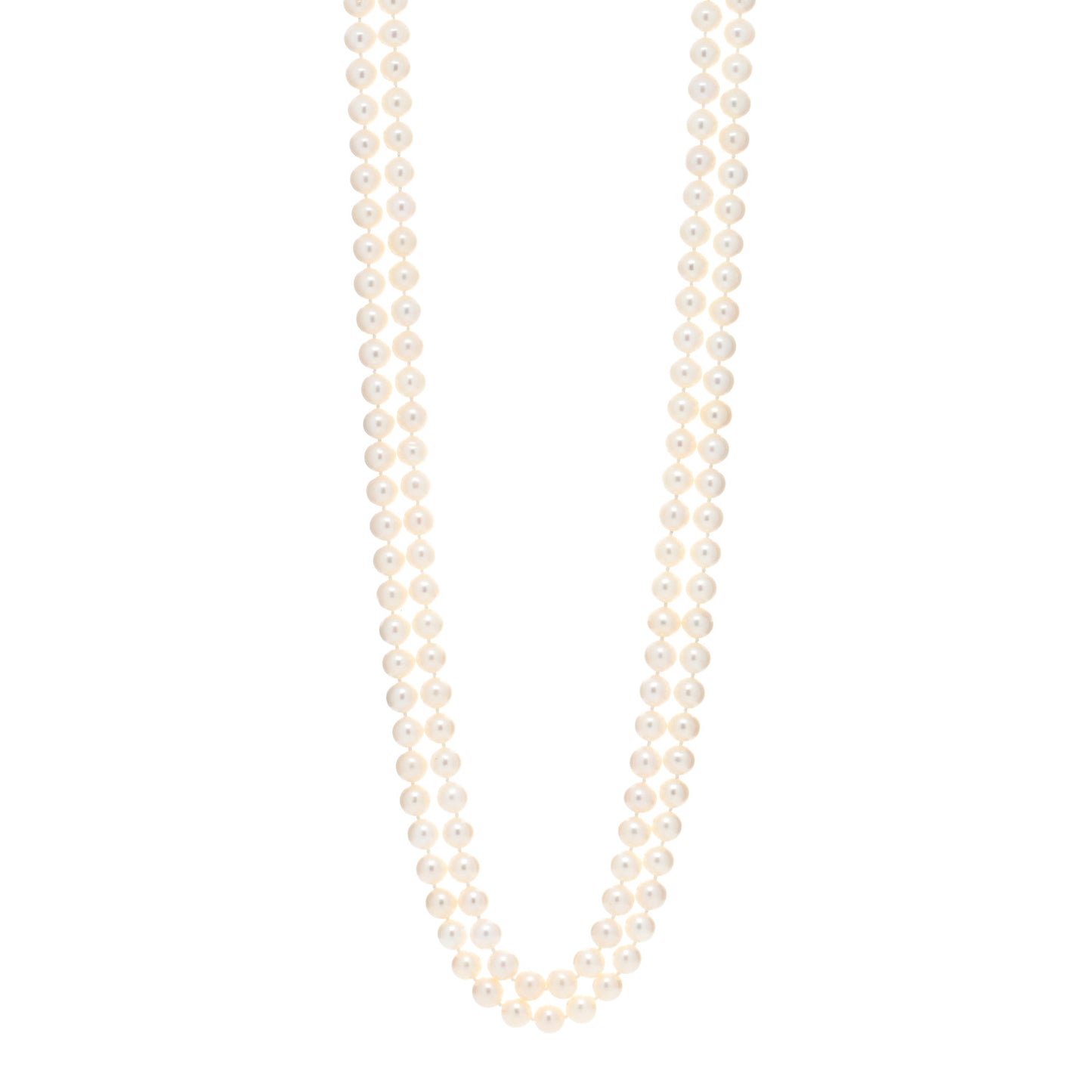 Sterling Silver Diamond Pearl 8.5-9mm Buckle Necklace 72"