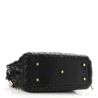 Christian Dior Lambskin Cannage 2 Dior Zip Top Satchel Black 4 of 9