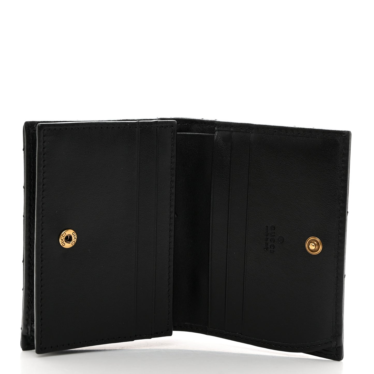 Calfskin Matelasse GG Marmont Card Case Wallet Black