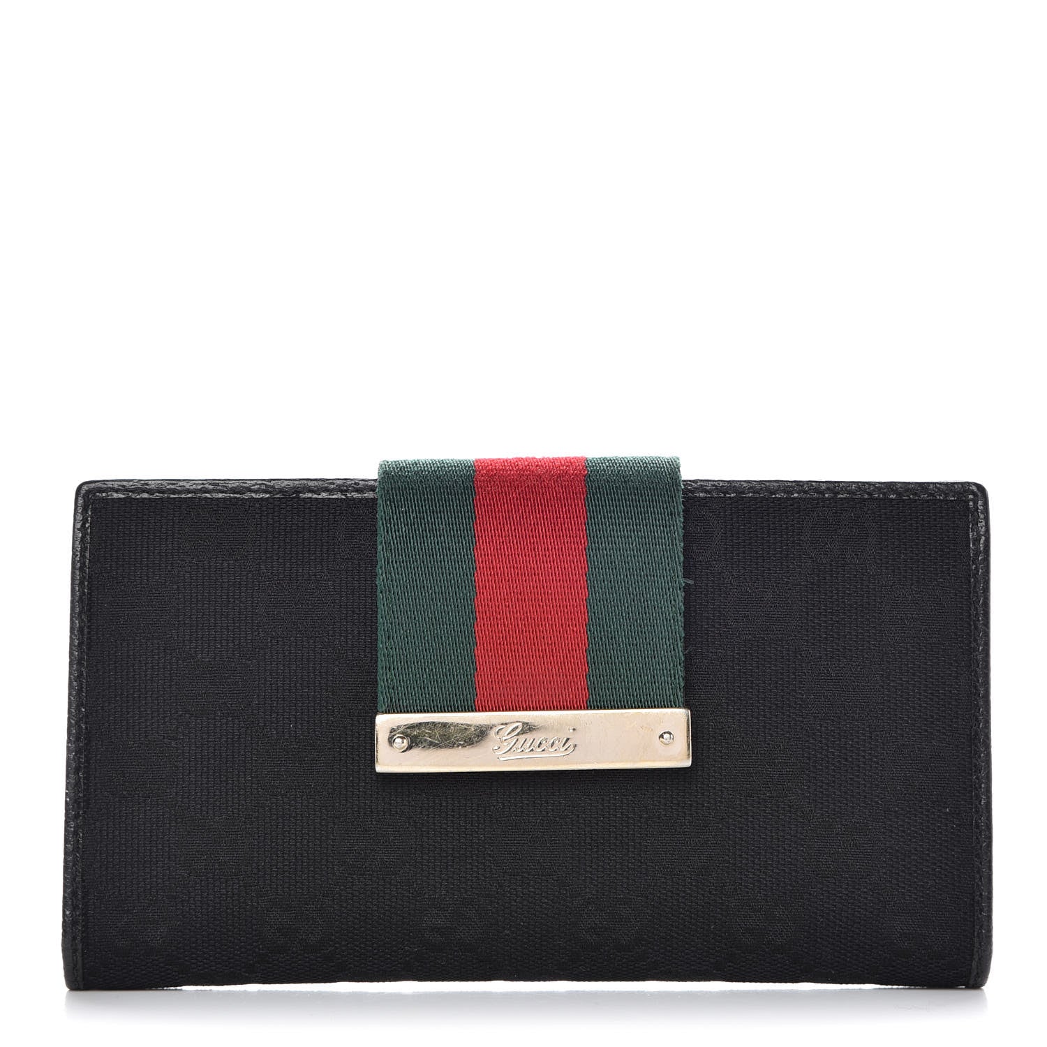 Gucci Monogram Ladies Web Continental Wallet Black 1 of 9