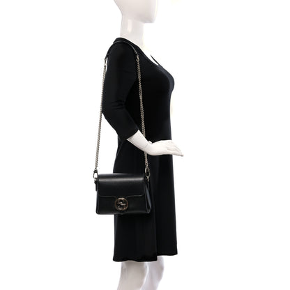 Gucci Dollar Calfskin Interlocking G Crossbody Bag Black 2 of 9