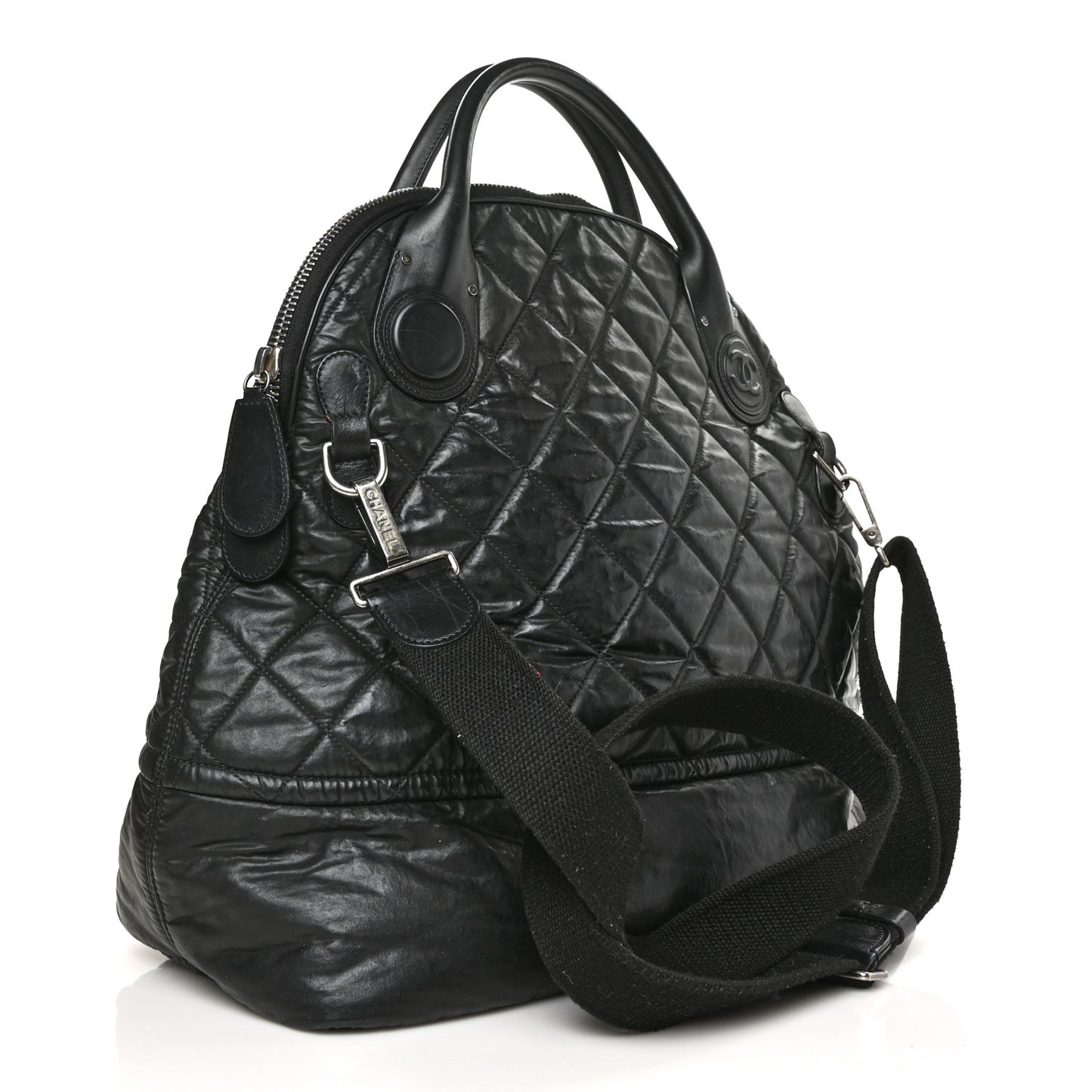 Coated Canvas Quilted Garment Travel Bag Black