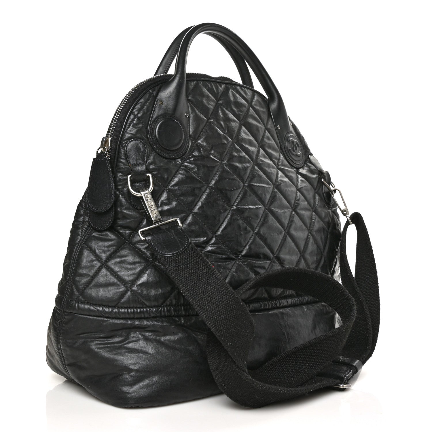 Chanel Coated Canvas Quilted Garment Travel Bag Black 3 of 9