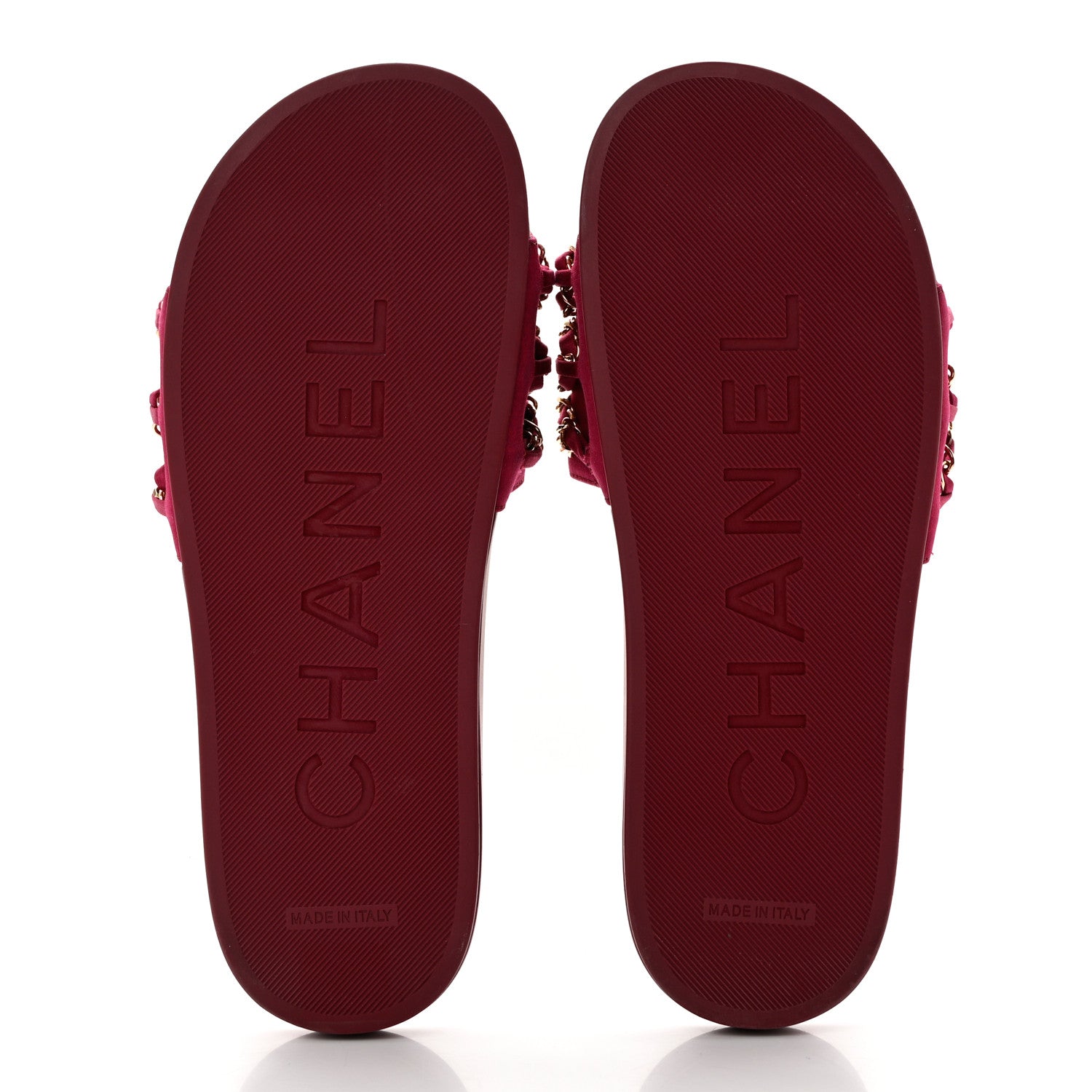 Chanel Satin Chain Flat Sandals 39 Dark Fuchsia 6 of 10