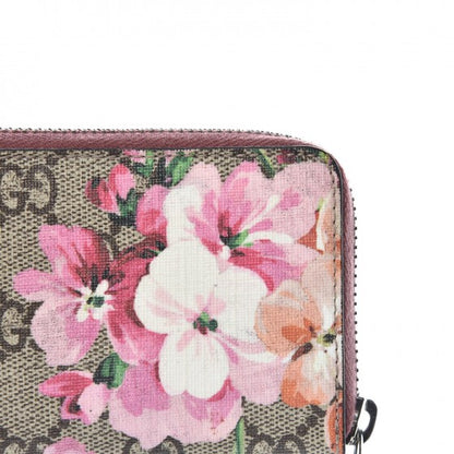 Gucci GG Supreme Monogram Blooms Zip Around Card Case Wallet Beige Multicolor Dry Rose 7 of 8