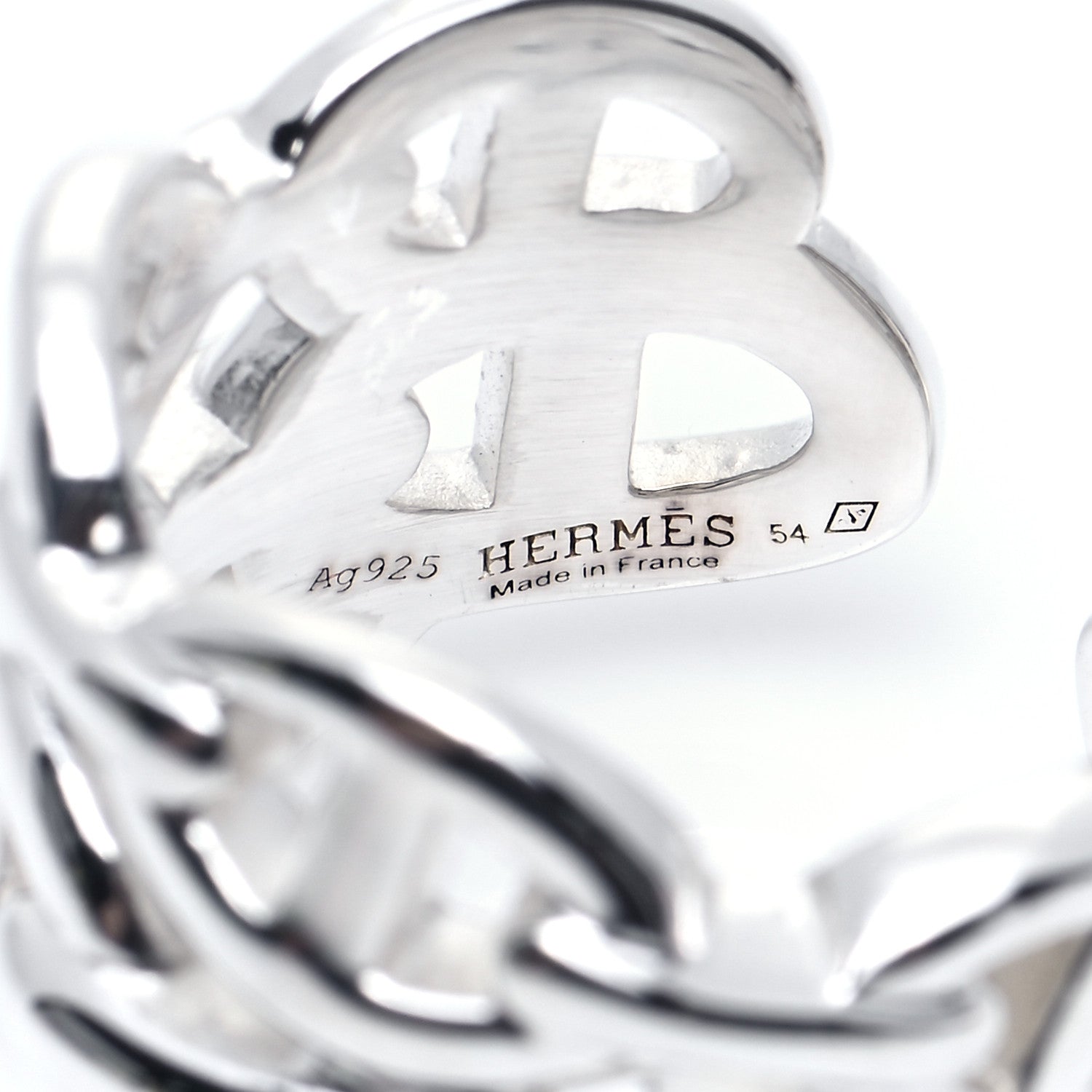 Hermes Sterling Silver GM Chaine d'Ancre Enchainee Band Ring 54 6.75 4 of 5