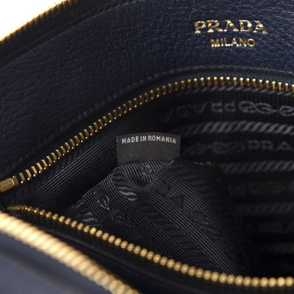 Prada Vitello Daino Zippered Shoulder Bag Baltico 10 of 12