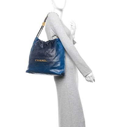 Chanel Shaded Calfskin Quilted Chanel 22 Blue Dark Blue 2 of 11