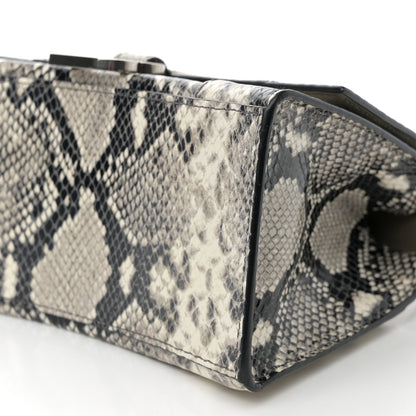 Balenciaga Calfskin Snake Effect Small Hourglass Top Handle Bag Black White 10 of 11