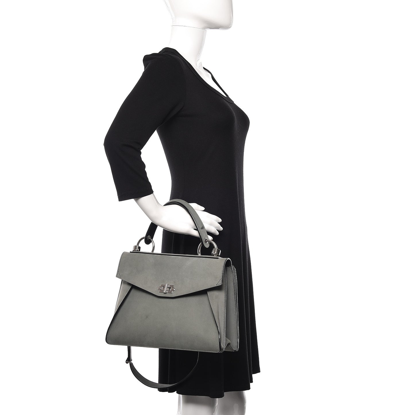 Suede Medium Hava Top Handle Bag Heather Grey
