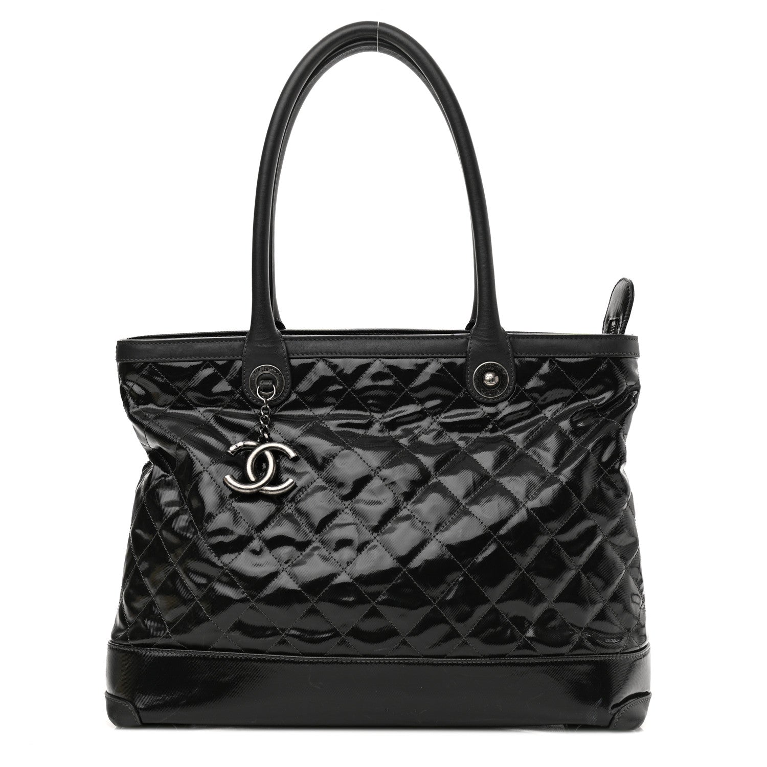Chanel Calfskin Coated Canvas Quilted Tote Black 1 of 14