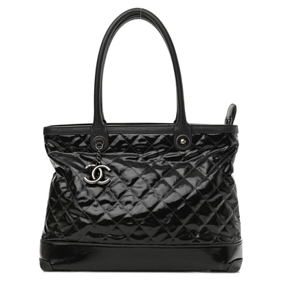 Chanel Calfskin Coated Canvas Quilted Tote Black 1 of 14