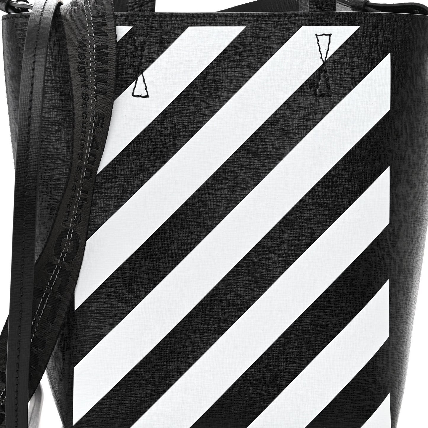 Saffiano Striped Diag Tote Black