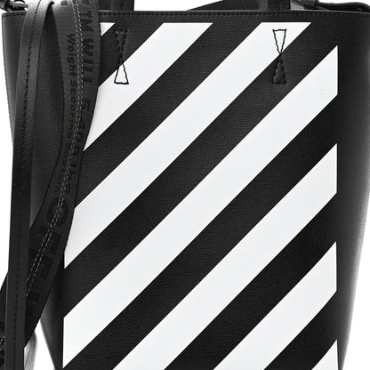 Off-White Saffiano Striped Diag Tote Black 7 of 9