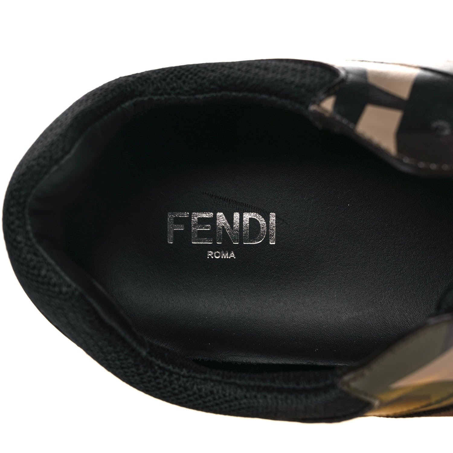 Fendi Calfskin Nylon Mens Camo Bugs Sneakers 9 Military Black Multicolor 8 of 11