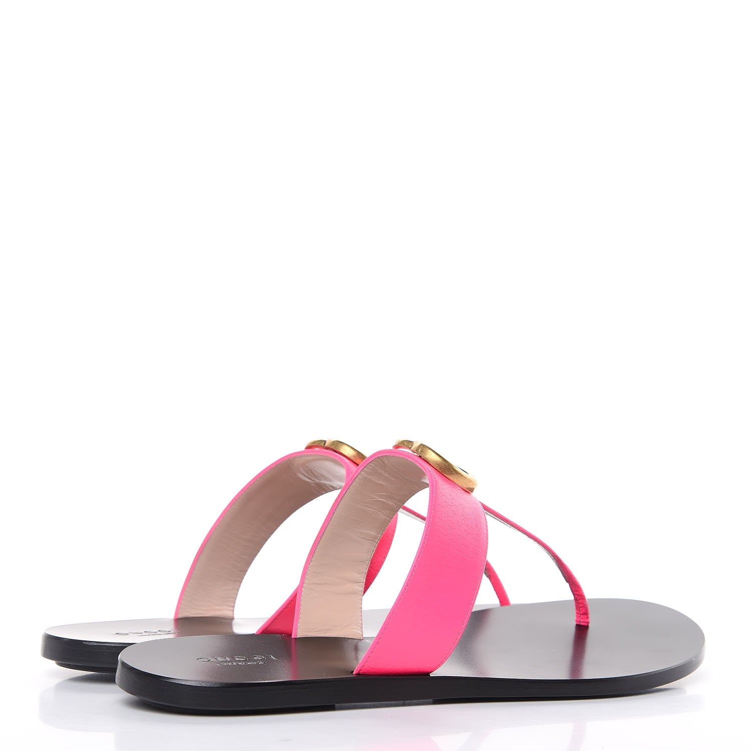 Gucci Calfskin GG Marmont Thong Sandals 40.5 Fuxia Fluo 4 of 9