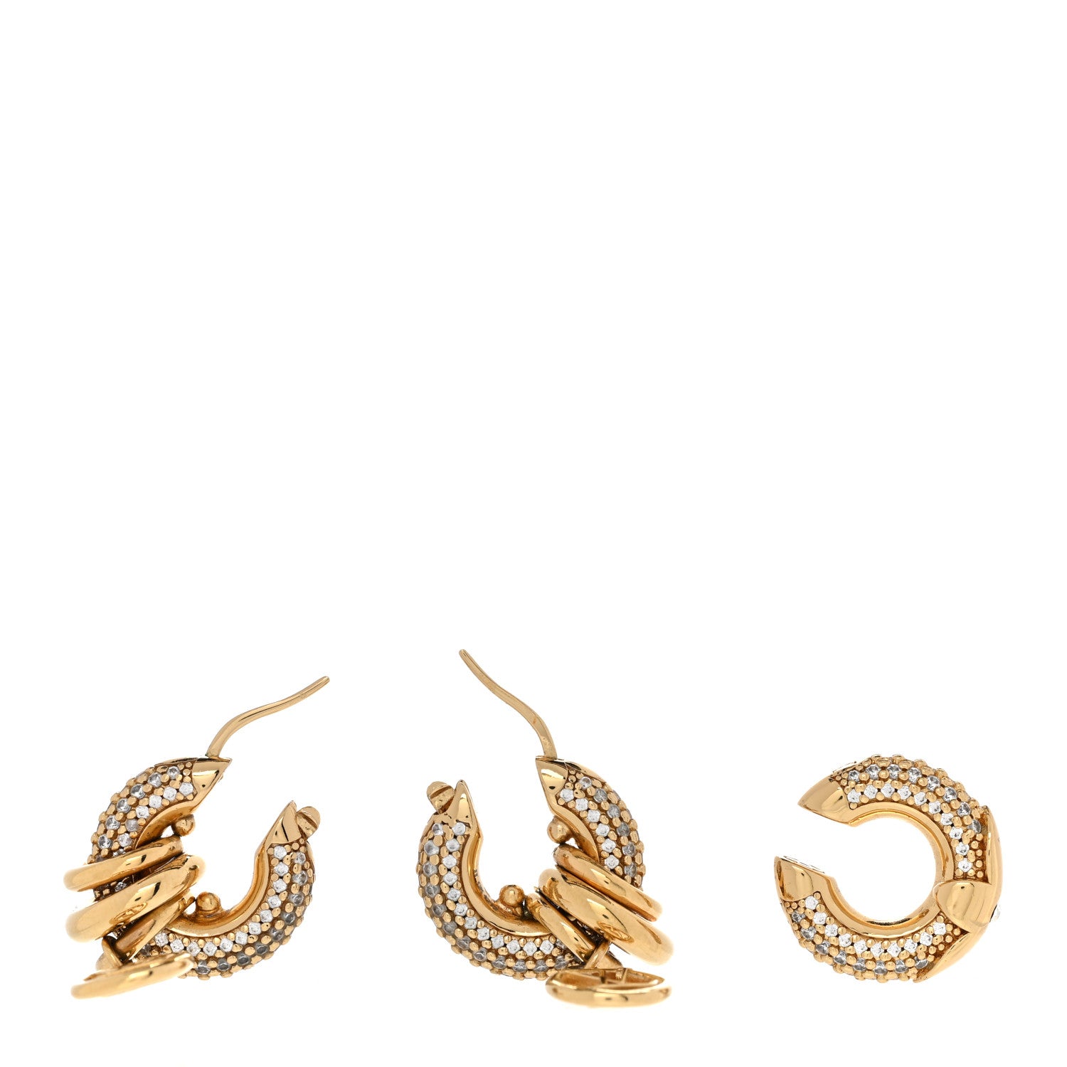 Louis Vuitton Metal Crystal Nano Louise Hoop Earrings Gold 3 of 5