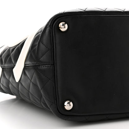 Chanel Calfskin Quilted Large Cambon Tote Black White 9 of 10