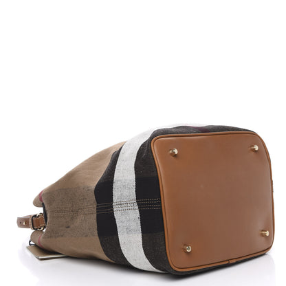 Burberry Canvas Mega Check Medium Ashby Hobo Saddle Brown 4 of 11