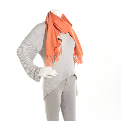 Hermes Cashmere Fringe Scarf Orange 2 of 4