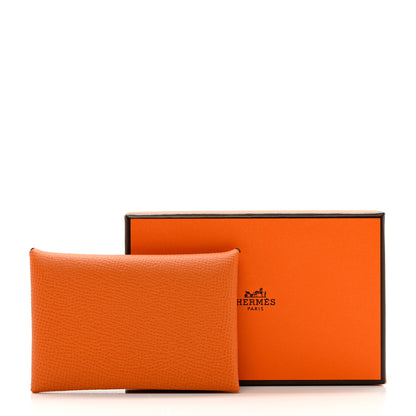 Hermes Epsom Verso Calvi Card Case Orange Lime 7 of 7