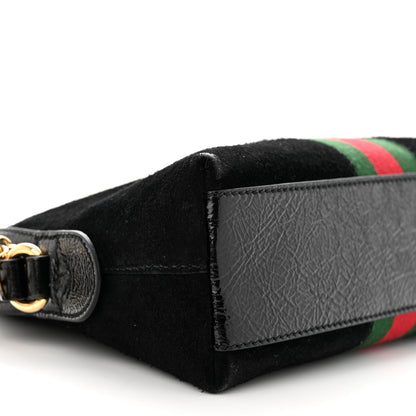 Gucci Suede Patent Web GG Small Ophidia Dome Shoulder Bag Black 9 of 12