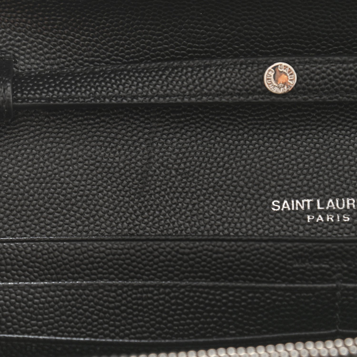 Saint Laurent Grain De Poudre Matelasse Chevron Monogram Chain Wallet Black 10 of 10
