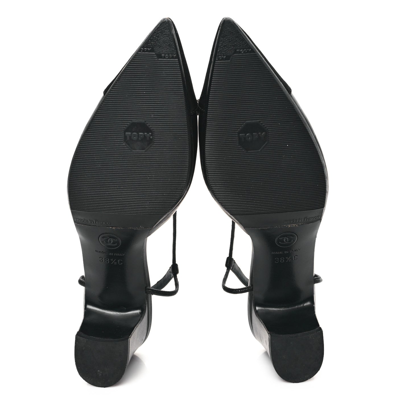 Lambskin Satin Slingback Cap Toe Bow Pumps 38.5 Black