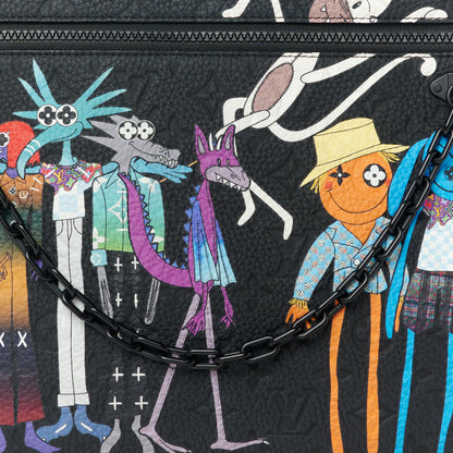 Louis Vuitton Taurillon Monogram Embroidered Cartoon LV Friends A4 Pochette Black 9 of 9