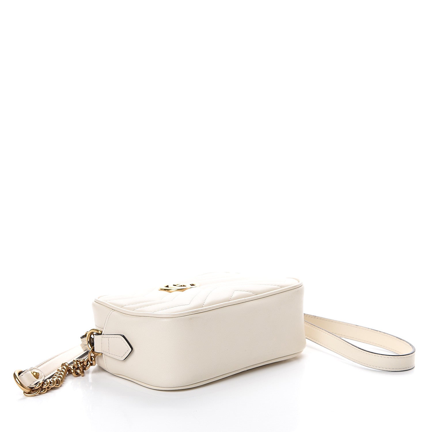 Gucci Calfskin Matelasse Mini GG Marmont Chain Shoulder Bag White 3 of 8