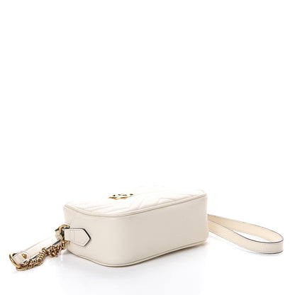 Gucci Calfskin Matelasse Mini GG Marmont Chain Shoulder Bag White 3 of 8