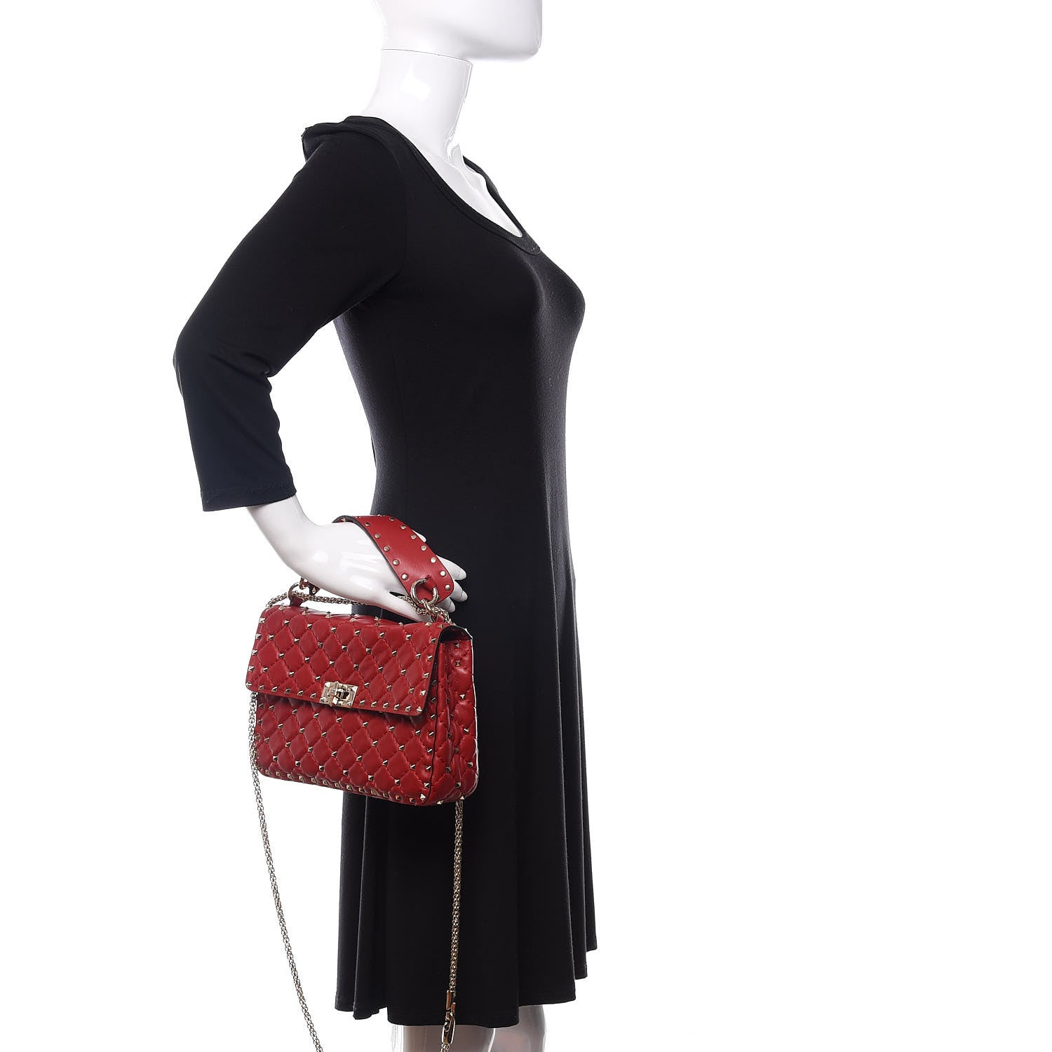 Valentino Garavani Nappa Medium Rockstud Spike Shoulder Bag Rosso Valentino 3 of 12