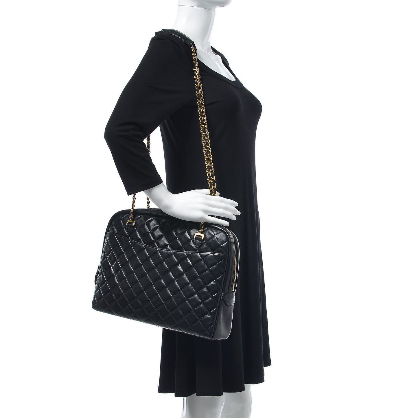 Lambskin Quilted Shoulder Bag Black