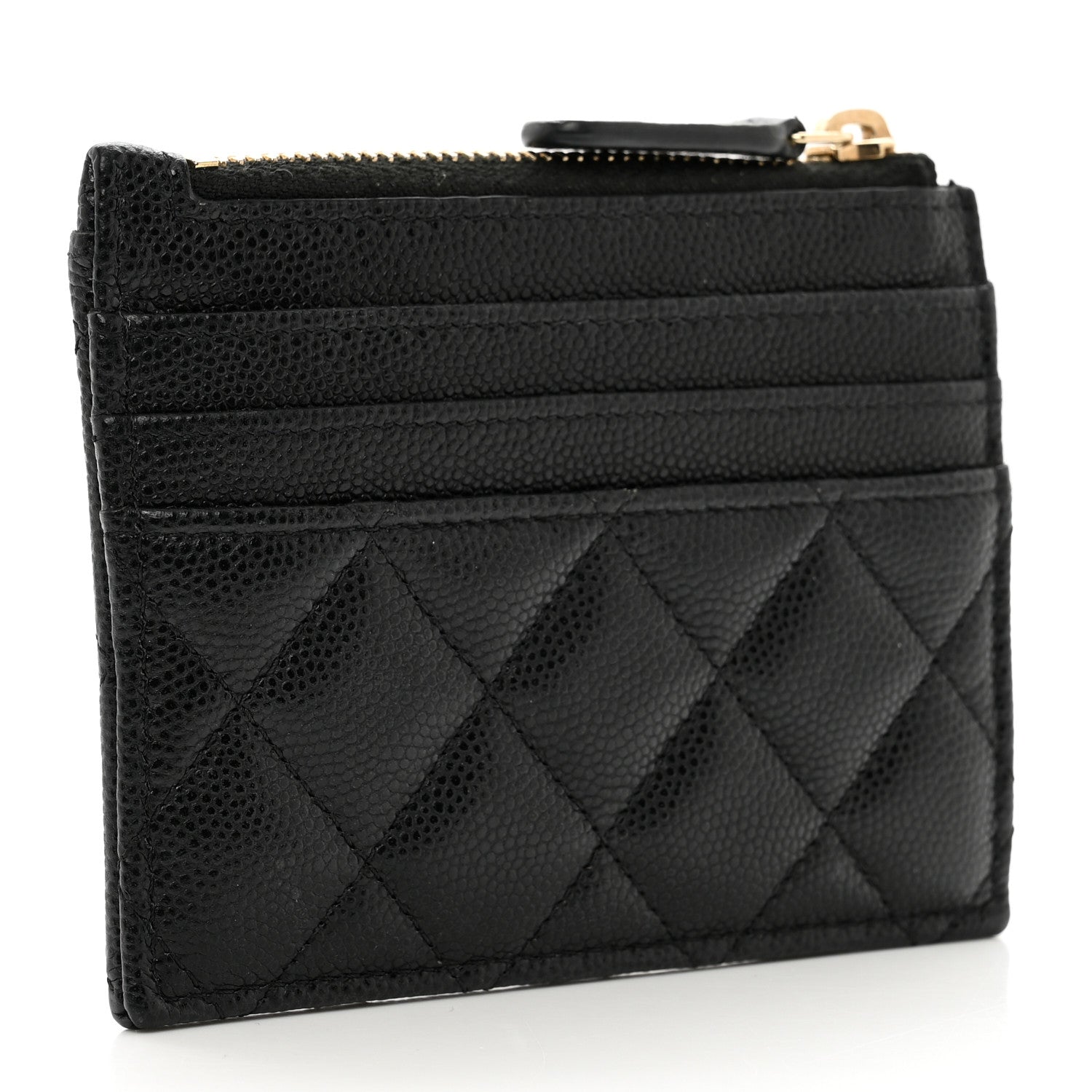 Chanel Caviar Quilted CC Zip Card Holder Black 3 of 9